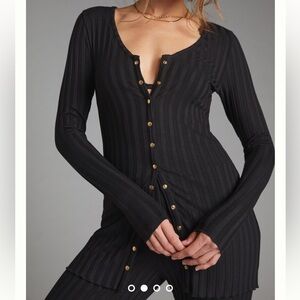 NATION LTD Slim Longline Cardigan Size XS Black